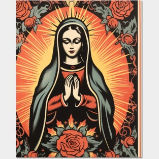 Vintage Retro Lithograph Virgin Mary Posters and Art
